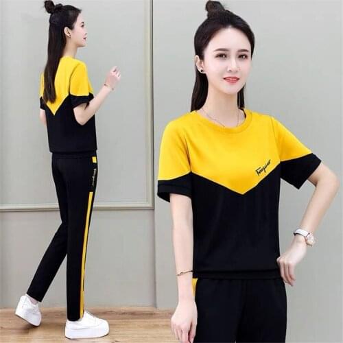 Tracksuit summer two piece set top and pants 2 piece sets womens outfits korean style clothing 2021casual pants suits fashion