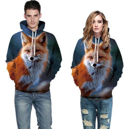 Fox Printed 3D Sweatshirts Men Women Hoodies Unisex Plus Size 5XL Pullover Autumn Winter Coat Funny Outwear Hooded Coat