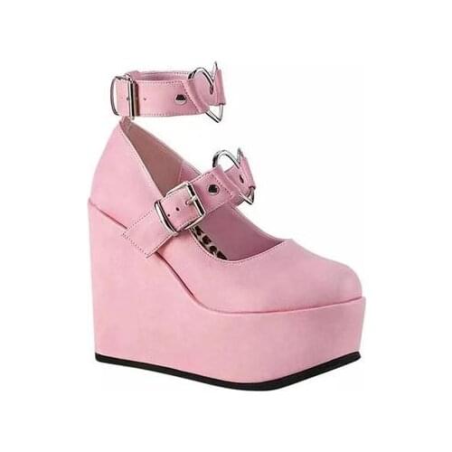 Women Creepers Wedges Pu Flats Leather Platform JK Mary Jane Student Goth Ladies Loafers Shoes Lolita Cosplay Plus Size 41 42 43