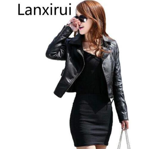 Spring Vintage Pu Leather Jacket Women Slim Biker Motorcycle Soft Outwear Faux Leather Zipper Jackets Spring Ladies Coats