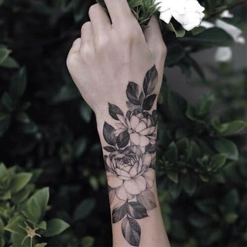 Temporary Tattoo Sticker Flower Personality Sketch Tatto Totem Men and Women Leg Arm Hand Back Tatoo Tatuajes Temporales