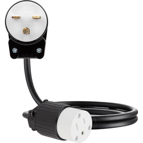 JORINDO American standard AC power cord extended to NEMA 6-15P 3 pin plug to 5-15R 3 hole socket,125V/250V 15A