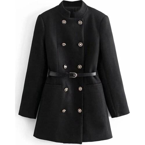 Fad New Fall Winter Women Jacket Warm Women Belted Frock Coat Vogue High Street ZA Style Outfits Tops