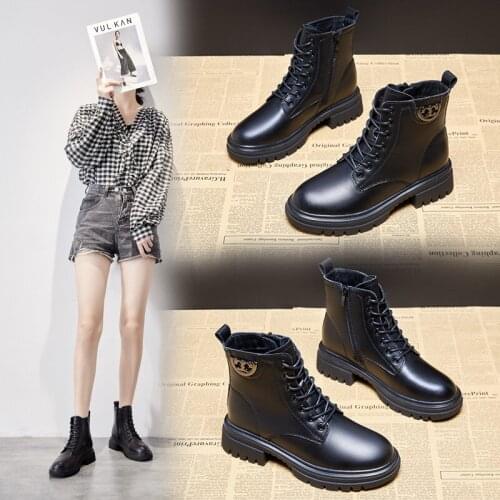 Krasovki Platform Boots Genuine Leather Short Boots Ankle For Women Motorcycle Black Punk Mart Booties Shoes Platform Heel