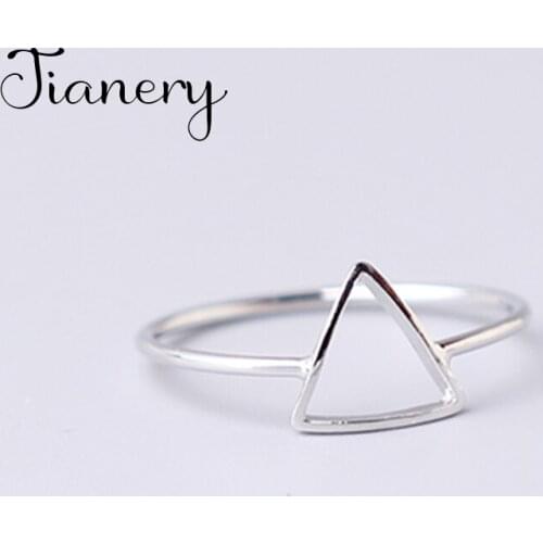JIANERY Fashion Trendy Silver Color Triangle Rings For Women Vintage Large Finger Rings Girls Christmas Gifts