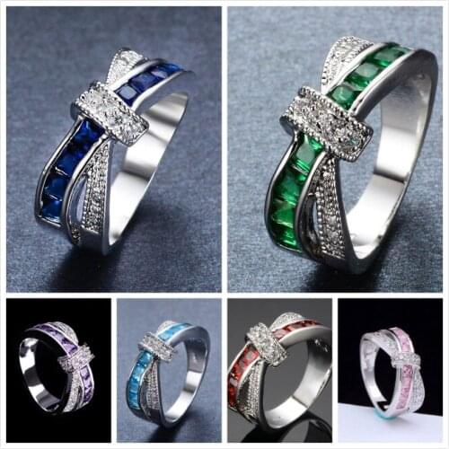 New 925 Sterling Silver noble diamond rings For Women Colored zircon size 6-10 classic Fashion couple Wedding Party Gift Jewelry