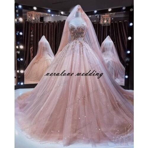 Blush Pink Prom Dress A Line Sweetheart 2021 Beads Crystal Sequins Real Images Vestido De Festa Special Occasion Party Gowns