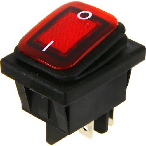 1PCS Waterproof Red LED 220V Car Boat Rocker Toggle Switch 4 Pin ON / OFF SPST Power Switch With LED Light