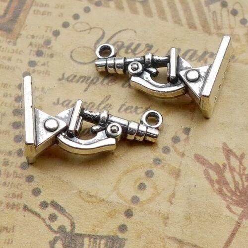 100pcs Microscope Charms 20mm x 11mm DIY Jewelry Making Pendant anitque silver color