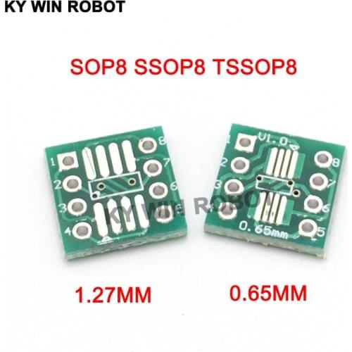 100pcs SMD to DIP Adapter Converter SOP8 SSOP8 TSSOP8 Adapter Board Module Adapters Plate 0.65mm 1.27mm