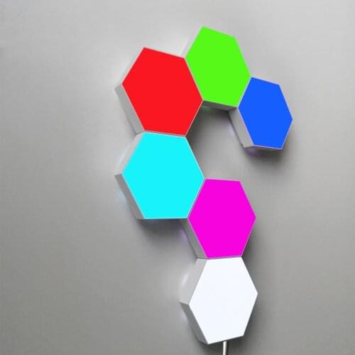 6 pcs Quantum Light Touch Sensor LED Hexagonal Modular Light USB connected Wall Lamp Creative Home Decor Color Night Lights