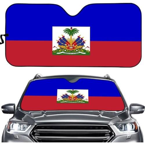 Haiti National Flag Pattern Car Sunshade Windscreen Car Interior Foldable Visor UV Protect Auto Decor Keep Cool Sun Shade 2021