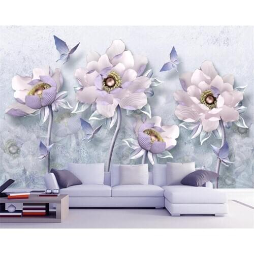 Beibehang Custom wallpaper 3d relief peony flowers Vintage European jewelry TV couch background wall murals photo 3d wallpaper