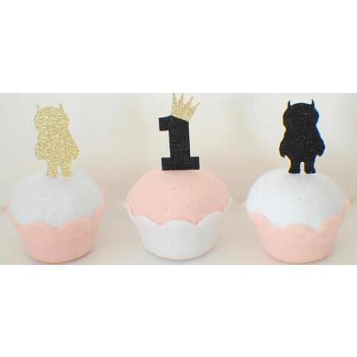 Glitter Wild one crown first birthday wedding cupcake toppers baby shower party cake decoration doughnut food toothpicks