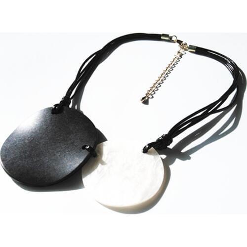 Black White Round resin design Geometric Trendy Party Fashion Choker Statement Necklace Women Jewelry Chain Jewelry Female