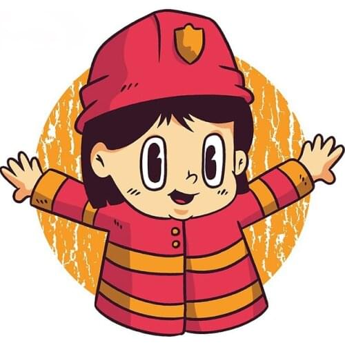 Colored Personalized Fireman Child Car Stickers Refrigerator Fine Decal Cartoon Camper Anime Waterproof Vinyl Car Wrap Kk13*8cm