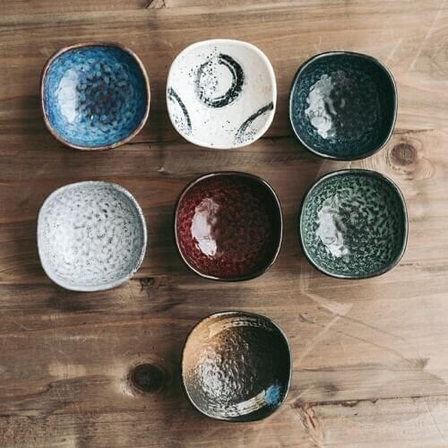 Japanese Style Household Ceramic Small Retro Sauce Dish Saucer Jar Tableware Korean Restaurant Small Dish Bowl