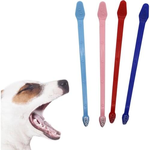 1Pcs Pet Cat Dog Tooth Finger Double Ended Brush Dental Care For Pet Toothbrush 22CM Plastic Cat Toothbrushes Pet Accessories
