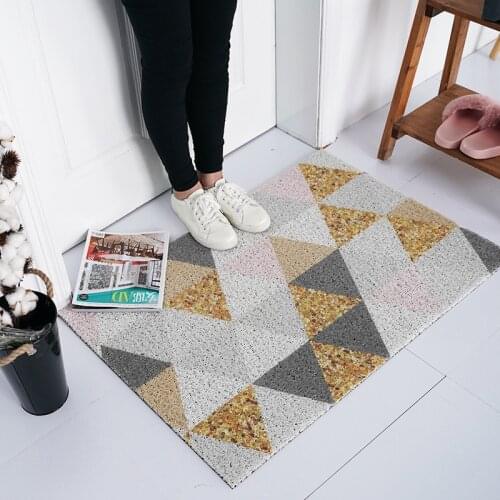 Geometric Pattern Entrance Door Mat Carpet PVC Silk Loop Anti-slip Mat Living Room Mat Home Doormat Custom Can Be Cut Mat Carpet