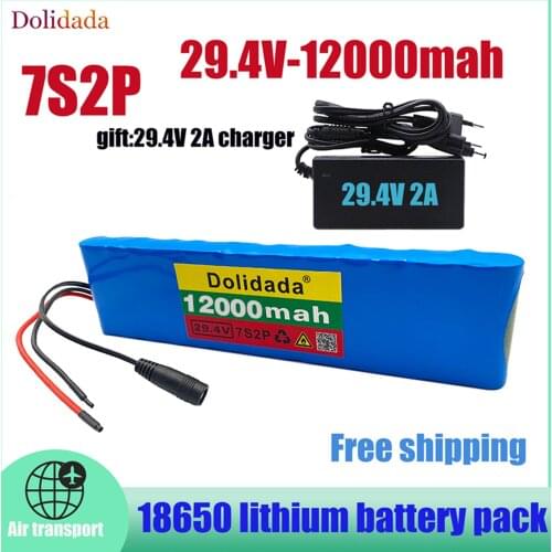 24v 7S2P 12ah lithium ion battery 24v 7s2p 12000mah 15A BMS battery pack for wheelchair motor kit electric power+Charger