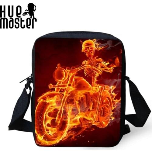 HUE MASTER back zipper pocket design children messenger bags cool print boy girls skeleton messenger bags crossbody shoulderbags