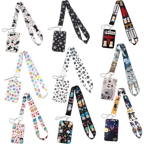 BG642 Cute Cat Animals Dog Paw Lanyard For Buttons Phone Strap Anime Lanyard Neck Strap Keychain Lanyards ID Badge Holder