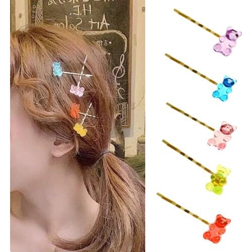 Fashion 1Pc Jelly Bear Colorful Fashion Hair Clip Barrette Headwear Girls Women Korea Candy Color Hairpin Duckbill Clip