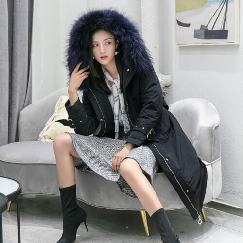 Fashionable Warm Down Liner Hooded Down Parkas Coat Winter Jacket Women Adjustable Waist Fur Collar Jacket Parka 2020 New