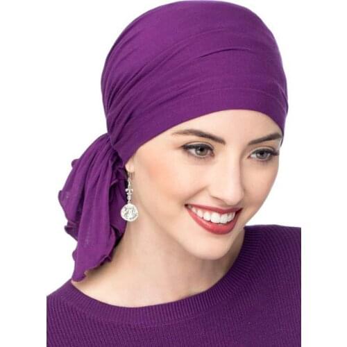 Muslim Modal Cotton Pre-Tied Scarf Chemo Bonnet Caps Women Turban Hat Headwear Headscarf Wrap Cancer Bandanas Hair Accessories