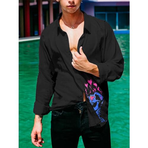 Men Casual Solid Turn Down Collar Shirts Single Breasted Long Sleeve Tops Male Large Size XXXL Loose Streetwear Dropshipping
