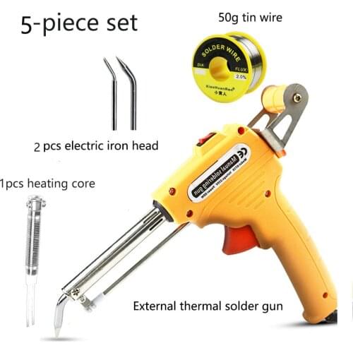 220V External Heat Semi Automatic Tin Gun 60W Electric Soldering Iron Kit Tip Wire Tweezers Tools