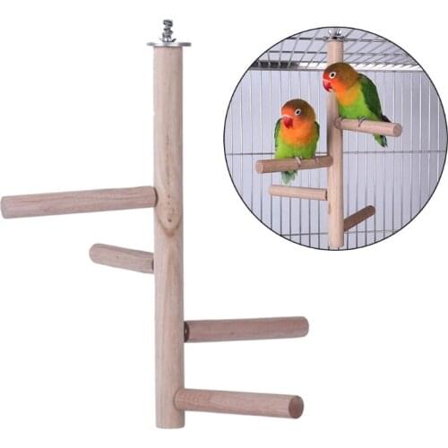 Natural Wood Perch Toy Parrot Standing Rods 4 Short Stands for Small and Medium Birds Multi Usage Bird Toy