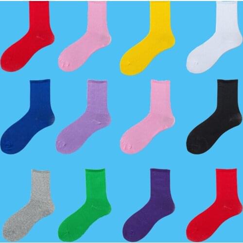 Woman socks fashion cotton happy Rainbow long Lot Pair Cheap things street style Candy Hip hop high women cute funny socks white