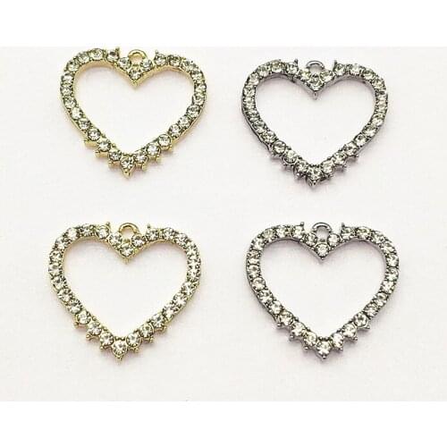 New arrival! 19x20mm 100pcs Rhinestone Heart shape Charm for Handmade Necklace Earring DIY Parts Jewelry Findings & Components