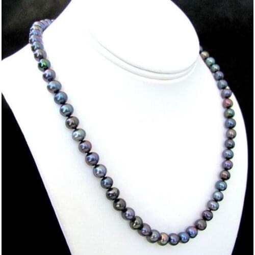 New Arrival Favorite Pearl Necklace Black Color Round Freshwater Pearl Necklace Classic Birthday Party Fine Jewelry Women Gift