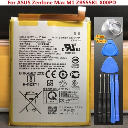 Original 4000mAh C11P1707 Battery For Asus C11P1707 Rechargeable Replacement Li-ion Cell Phone Battery + Tools