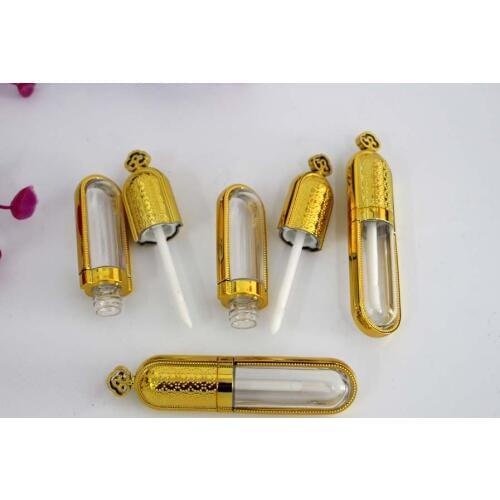 Empty Plastic 8ml gold crown lip gloss tube