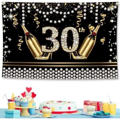 Rose Gold 30th Happy Birthday Background Tapestry 30 Years Foil Number Balloons Birtdhay Party Decorations Anniversary Supplies