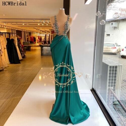 Sexy Long Green Evening Dress Stunning Crystal Sweetheart See Through Special Occasion Dresses Customize Beauty Pageant Gowns