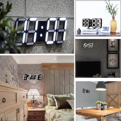 Modern Digital LED Table Desk Night Wall Clock Alarm Watch 24 or 12 Hour Display
