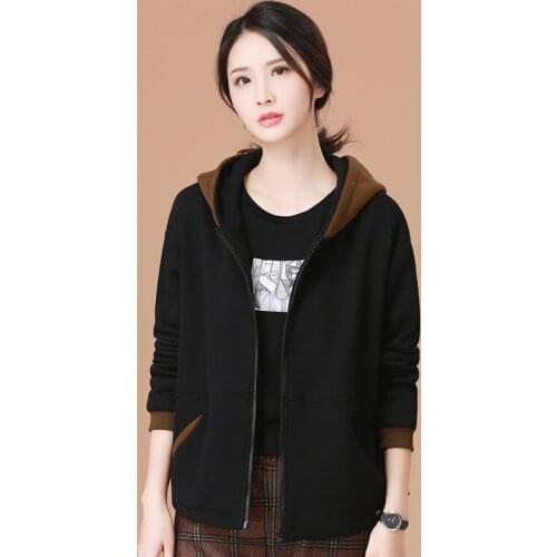 Plus Velvet Hooded Sweatshirt 2020 New Harajuku Style Long Sleeve Korean Loose Short Hoodie Black Winter Coat Women Orange