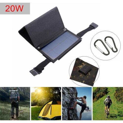 Waterproof 20W USB Solar Panel Portable Solar Panel Charger Mobile Power Battery Charger Folding Solar Cell for Outdoor