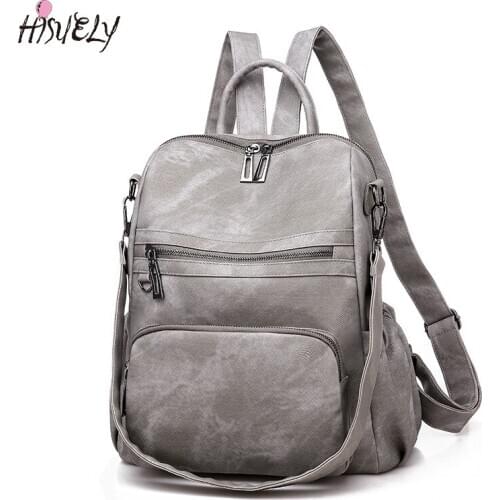 HISUELY Fashion Bohemia Women Shoulder Bag PU Leather Travel Backpack High Quality School Bag for Girl Sac a Dos Feminina BG909B