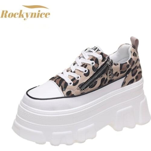 2021 Thick Bottom Sneakers Women Casual Platform Canvas Shoes Ladies Leopard Vulcanized Shoes Chunky Sneakers Woman Basket Femme