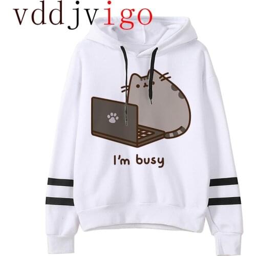 Women Ullzang Cute Cat 90s Funny Cartoon Sweatshirt Pusheen Kawaii Harajuku Korean Style Hoodies Graphic Fashion Hoody Female