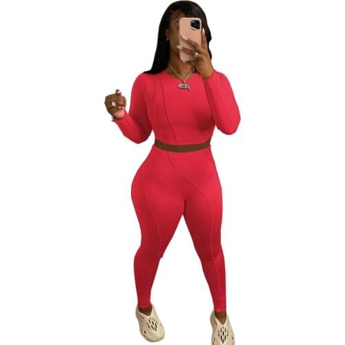 2 Piece Set Woman Tracksuit O Neck Long Sleeve Crop Top Sweatshirt Jogger Set Sweatpant Woman Outfits Two Piece Activewear Sets