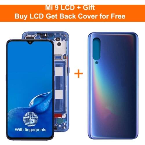 6.39'' Super AMOLED LCD For xiaomi Mi 9 LCD Display Touch Screen Digitizer Assembly with frame For Mi9 M1902F1G Display