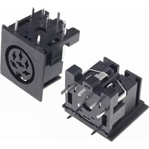 100 pcs 6 Pin DIN Female Socket Solder PCB Panel Mount Right Angle 90 Degree Circular Receptacle Jack Chassis Push-Pull Power