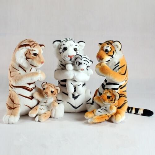 2pcs/lot Mother and Baby Mother and Child Simulation Lifelike Real Life Tiger Lion Leopard Soft Plush Doll Stuffed Toy