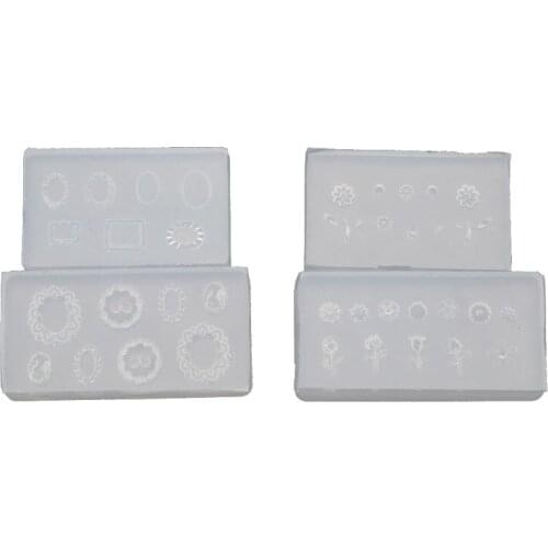 2Pcs Mini Leaves Flower 3D Silicone Clear Mold Button Embossed Frame Nail Carving Mold Nail Art Templates Maincure Tools